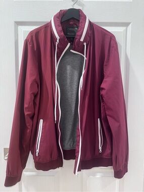 21men Maroon Windbreaker Jacket with White Trim